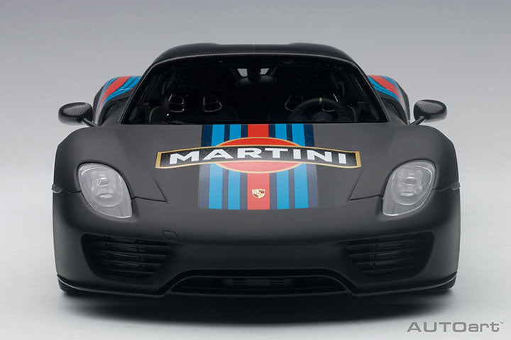 AUTOart Porsche 918 Spyder w/ Weissach Pkg Matte Black w/ Martini Livery 1:18