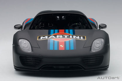 AUTOart Porsche 918 Spyder w/ Weissach Pkg Matte Black w/ Martini Livery 1:18