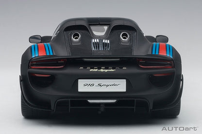 AUTOart Porsche 918 Spyder w/ Weissach Pkg Matte Black w/ Martini Livery 1:18