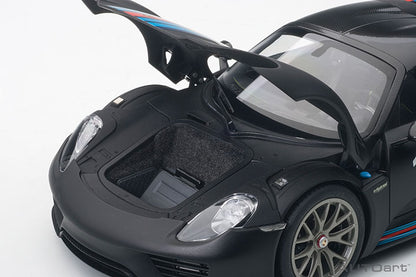 AUTOart Porsche 918 Spyder w/ Weissach Pkg Matte Black w/ Martini Livery 1:18