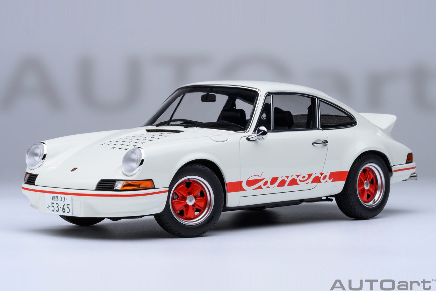 AUTOart Porsche 911 Carrera 2.7 RS Grand Prix White w/ Red "The Circuit Wolf" 1:18