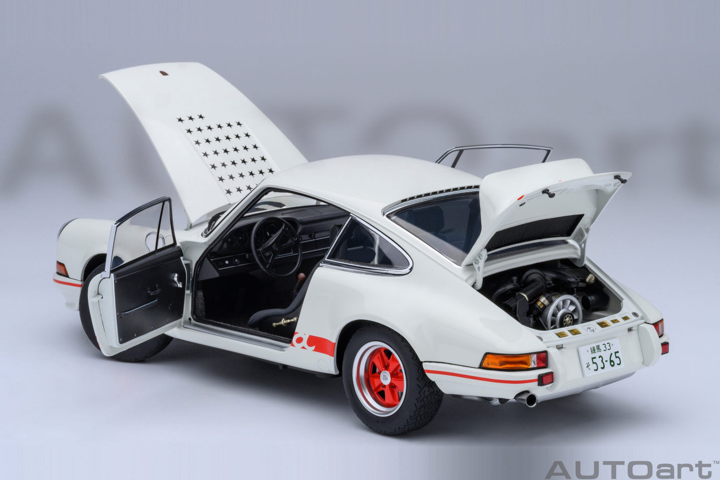 AUTOart Porsche 911 Carrera 2.7 RS Grand Prix White w/ Red "The Circuit Wolf" 1:18