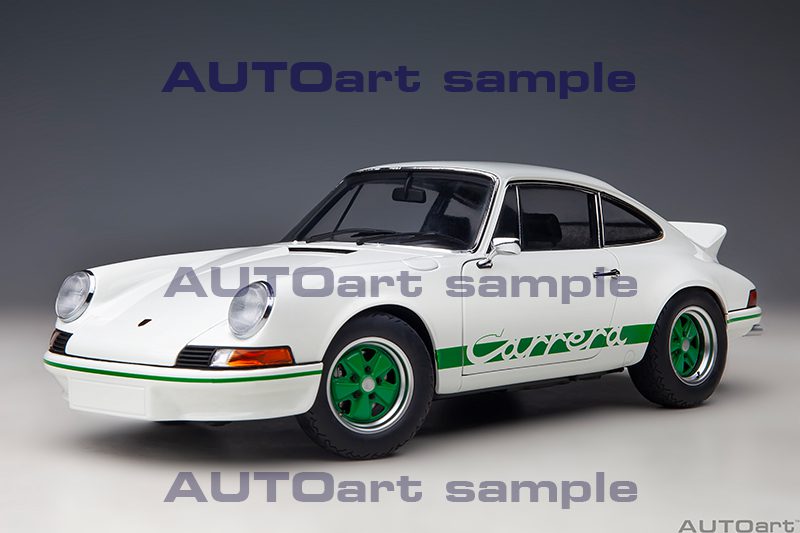 AUTOart Porsche 911 Carrera 2.7 RS Grand Prix White w/ Green Deco and Wheels 1:18