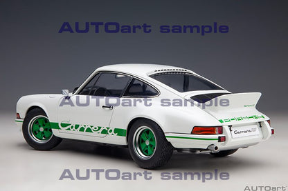 AUTOart Porsche 911 Carrera 2.7 RS Grand Prix White w/ Green Deco and Wheels 1:18