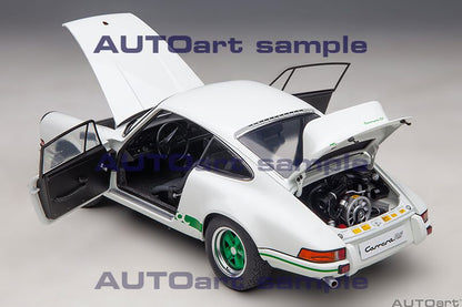 AUTOart Porsche 911 Carrera 2.7 RS Grand Prix White w/ Green Deco and Wheels 1:18