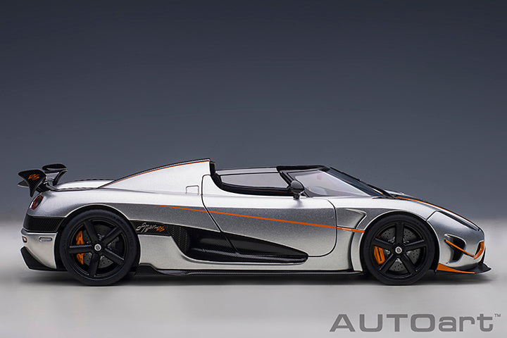 AUTOart Koenigsegg Agera RS Spyder Moon Silver & Carbon Black w/ Orange Accents 1:18