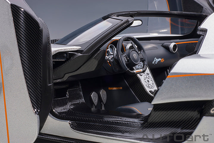 AUTOart Koenigsegg Agera RS Spyder Moon Silver & Carbon Black w/ Orange Accents 1:18