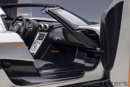 AUTOart Koenigsegg Agera RS Spyder Moon Silver & Carbon Black w/ Orange Accents 1:18