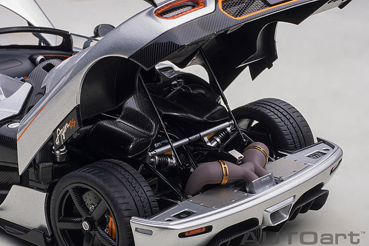 AUTOart Koenigsegg Agera RS Spyder Moon Silver & Carbon Black w/ Orange Accents 1:18