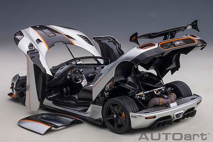 AUTOart Koenigsegg Agera RS Spyder Moon Silver & Carbon Black w/ Orange Accents 1:18