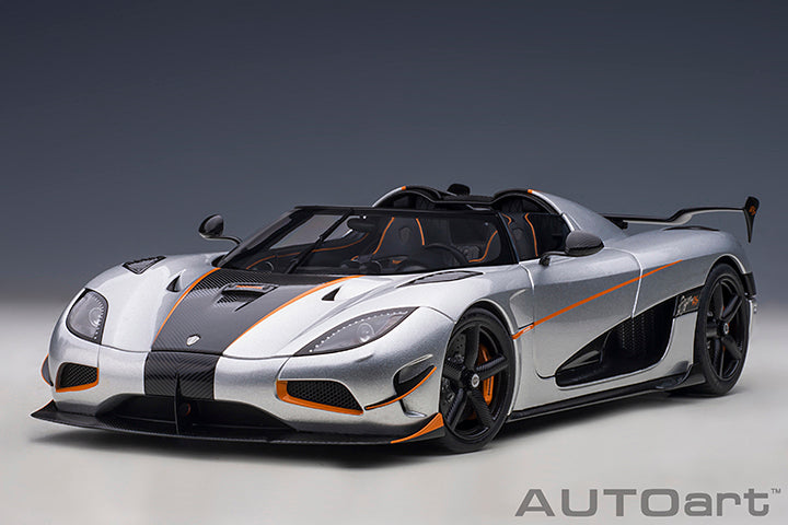 AUTOart Koenigsegg Agera RS Spyder Moon Silver & Carbon Black w/ Orange Accents 1:18