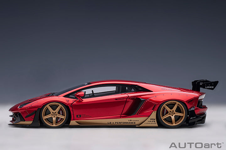 AUTOart Lamborghini Aventador Liberty Walk LB-Works, Limited Edition, Hyper Red w/ Gold Accents 1:18