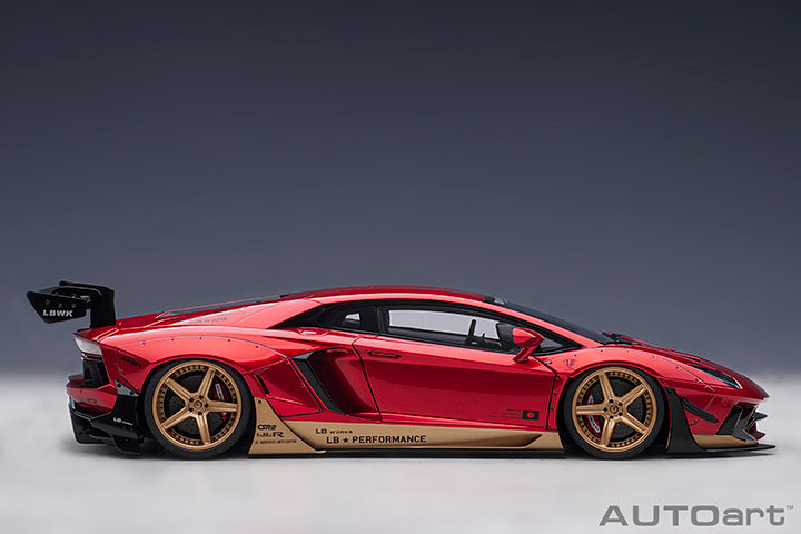 AUTOart Lamborghini Aventador Liberty Walk LB-Works, Limited Edition, Hyper Red w/ Gold Accents 1:18