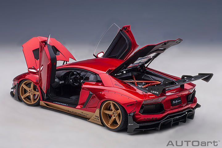 AUTOart Lamborghini Aventador Liberty Walk LB-Works, Limited Edition, Hyper Red w/ Gold Accents 1:18