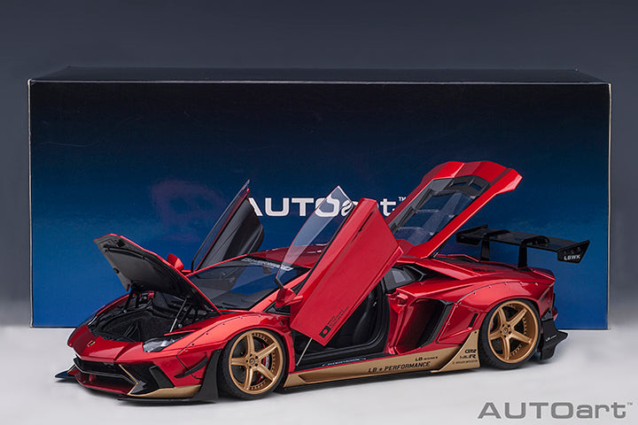 AUTOart Lamborghini Aventador Liberty Walk LB-Works, Limited Edition, Hyper Red w/ Gold Accents 1:18