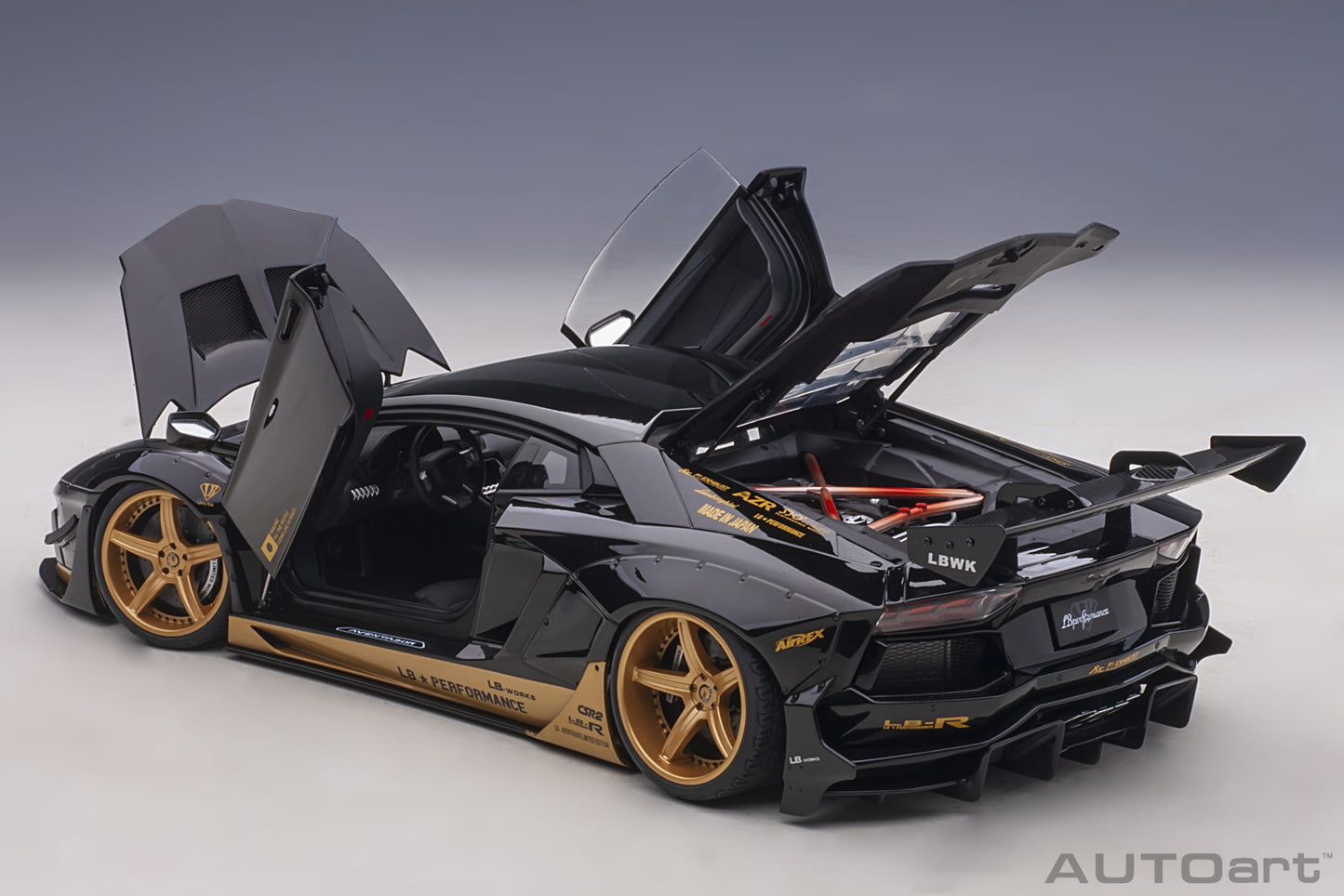 AUTOart Lamborghini Aventador Liberty Walk LB-Works, Limited Edition, Black w/ Gold 1:18