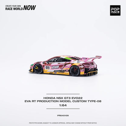 Pop Race Honda NSX GT3 Evo22 EVA RT Evangelion Pink 1:64