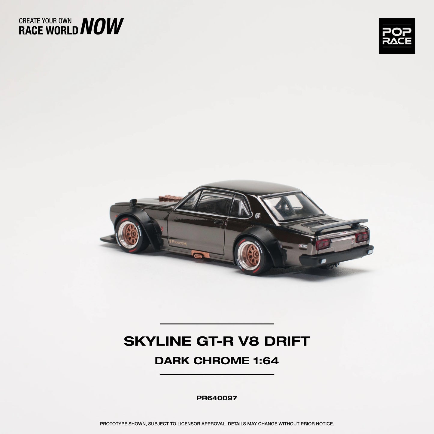 Pop Race Nissan Skyline GT-R V8 Drift (Hakosuka) Dark Chrome 1:64