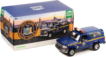 Greenlight 1996 Ford Bronco XLT New York State Trooper Police Truck Blue 1:18