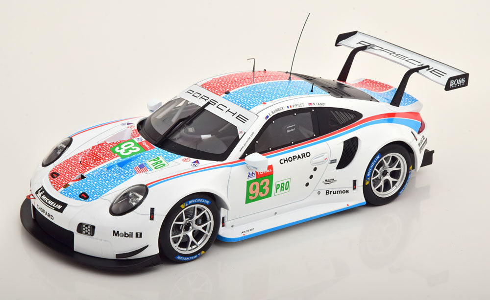 Ixo 2018 Porsche 911 991.2 GT3 RSR No.93 Team Flat-6 Porsche GT 24hr Le Mans 2019 White 1:18