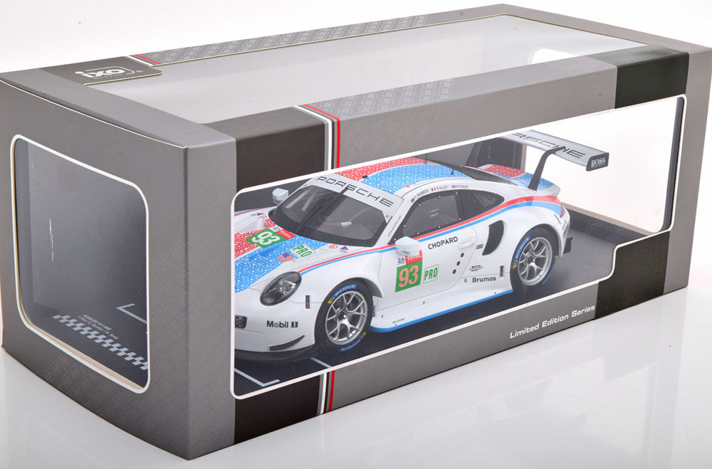 Ixo 2018 Porsche 911 991.2 GT3 RSR No.93 Team Flat-6 Porsche GT 24hr Le Mans 2019 White 1:18