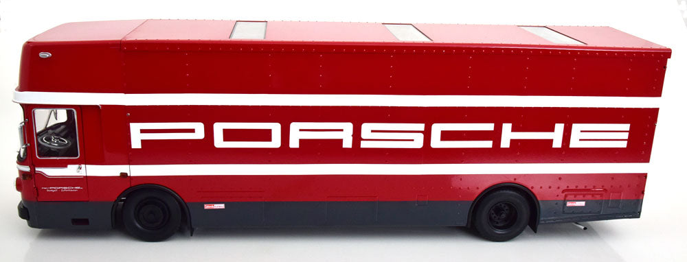 CMR Mercedes O317 Porsche Race Car Transporter Red 1:18