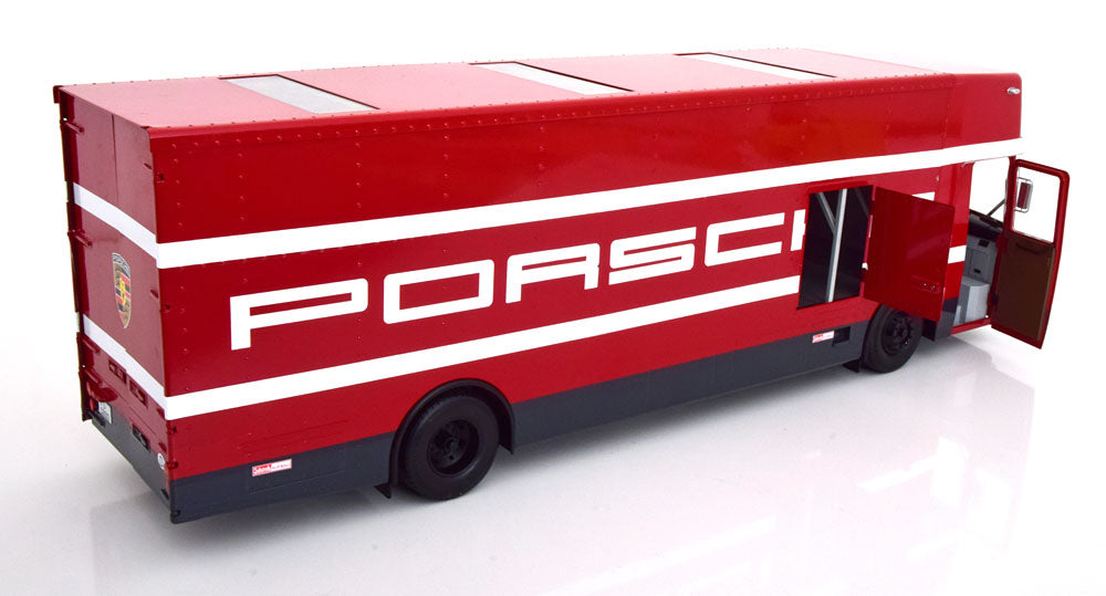 CMR Mercedes O317 Porsche Race Car Transporter Red 1:18