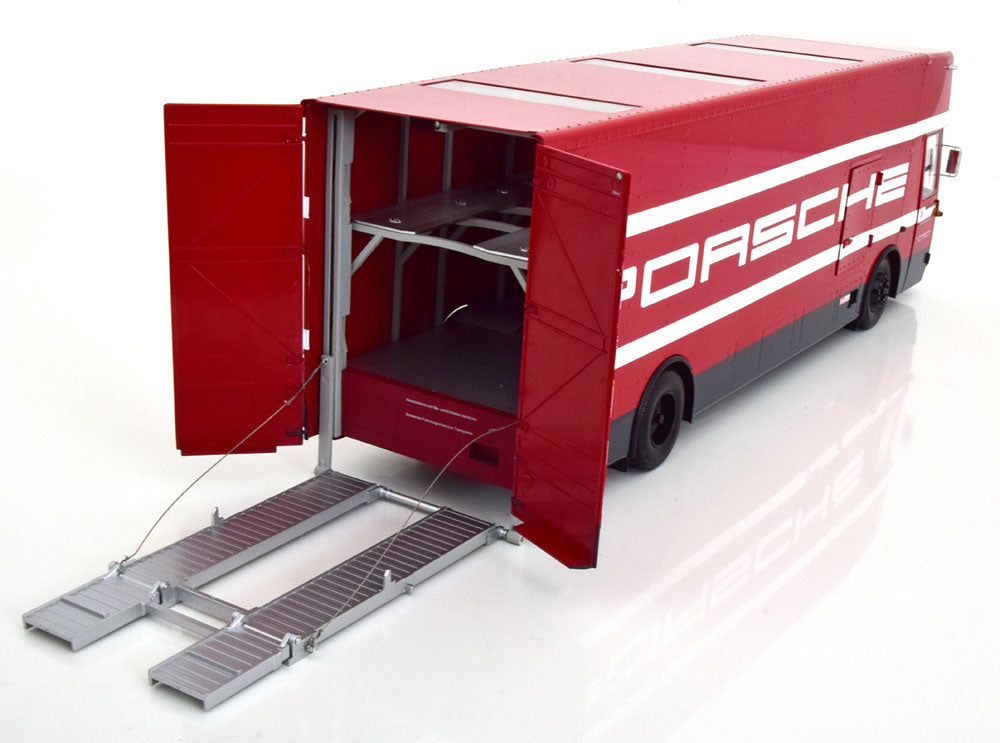 CMR Mercedes O317 Porsche Race Car Transporter Red 1:18