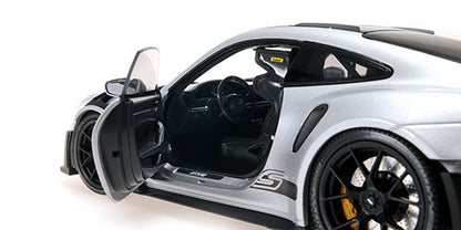 Minichamps 2022 Porsche 911 992 GT3 RS Silver w/ Weissach Package, Black Wheels w/ Clamshell Box 1:18 LIMITED