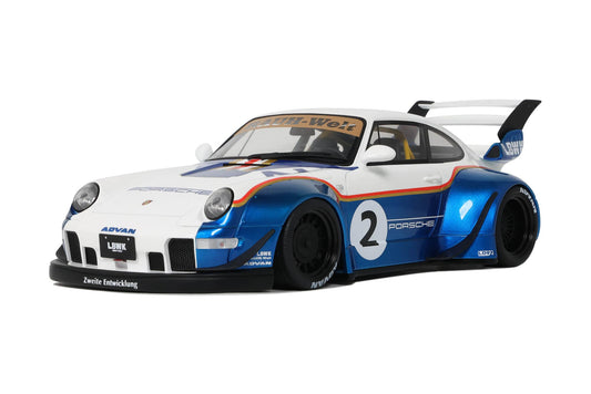 GT Spirit 2023 Porsche 911 RWB X No 2 Liberty Walk White and Blue 1:18