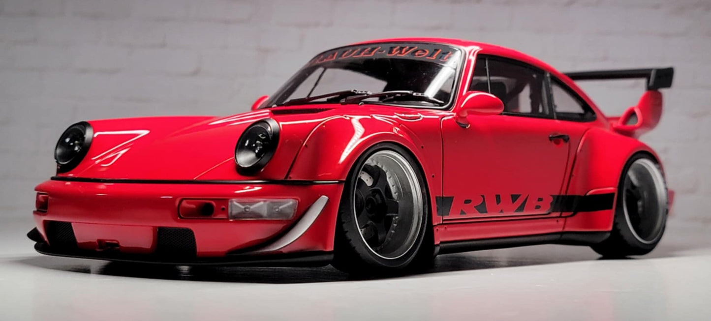 Ignition-Model Porsche 911 964 RWB Coupe Red w/ Black Wheels and Deco 1:18