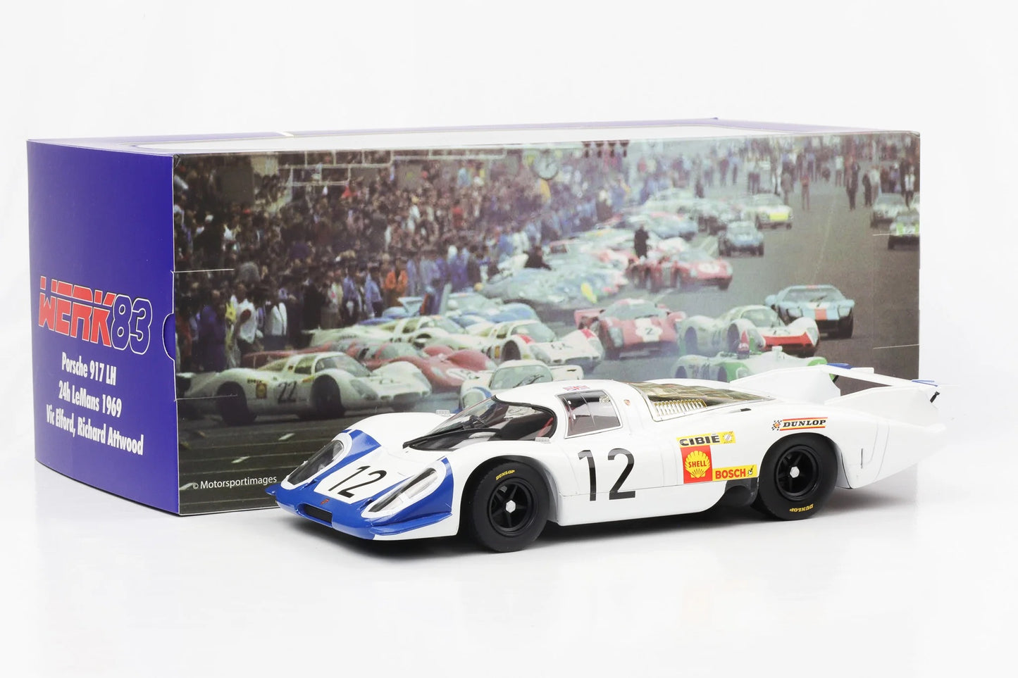 Werk83 Porsche 917 LH #12 Team Porsche System Engineering 24h LeMans 1969 Elford Attwood 1:18