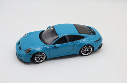 Norev 2021 Porsche 911 992 GT3 Touring Miami Blue w/ Polished Silver Wheels 1:18