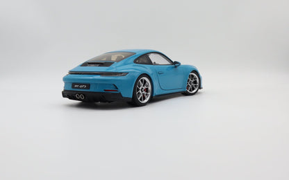 Norev 2021 Porsche 911 992 GT3 Touring Miami Blue w/ Polished Silver Wheels 1:18