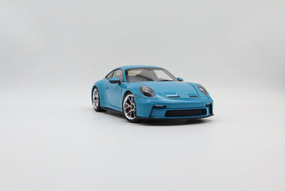 Norev 2021 Porsche 911 992 GT3 Touring Miami Blue w/ Polished Silver Wheels 1:18