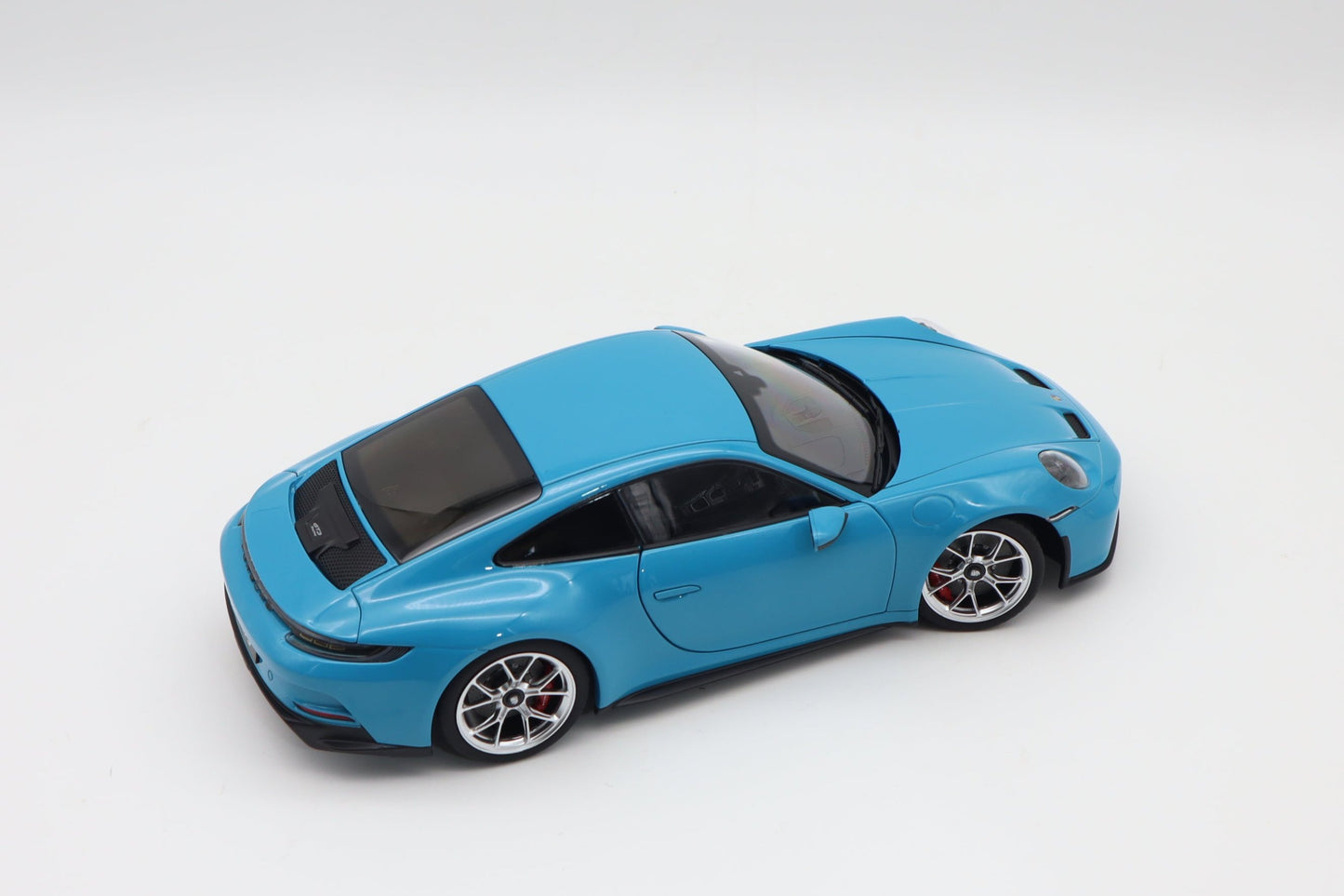 Norev 2021 Porsche 911 992 GT3 Touring Miami Blue w/ Polished Silver Wheels 1:18