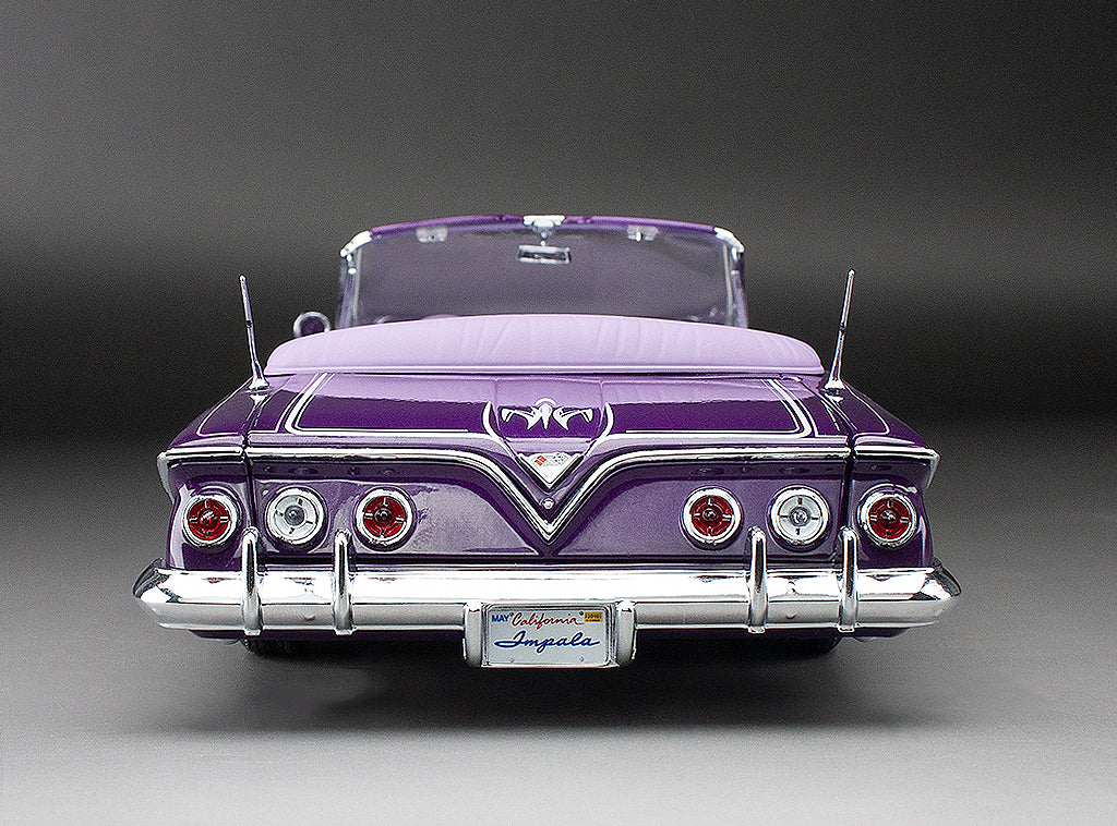 Sun-Star 1961 Chevy Impala Open Convertible Lowrider w Movable Suspension Purple 1:18