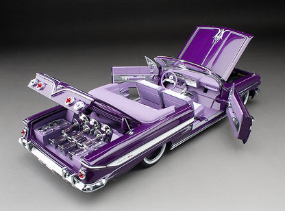 Sun-Star 1961 Chevy Impala Open Convertible Lowrider w Movable Suspension Purple 1:18