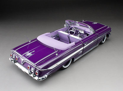 Sun-Star 1961 Chevy Impala Open Convertible Lowrider w Movable Suspension Purple 1:18