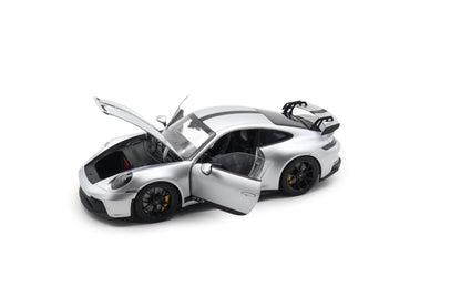 Norev Porsche 911 992 GT3 GT Silver Metallic w/ Black Stripe 1:18