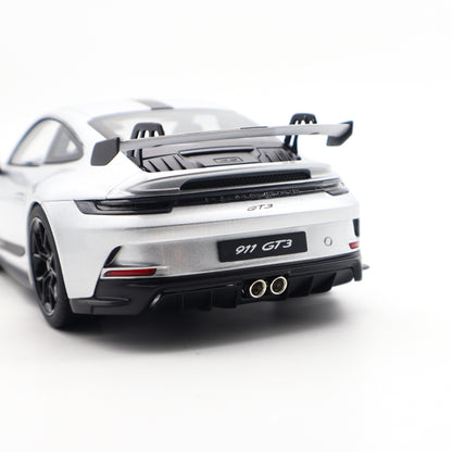 Norev Porsche 911 992 GT3 GT Silver Metallic w/ Black Stripe 1:18