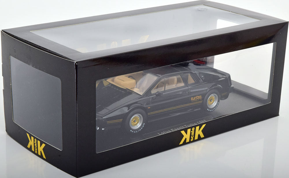 KK Scale 1981 Lotus Esprit Turbo Black w/ Gold Deco 1:18