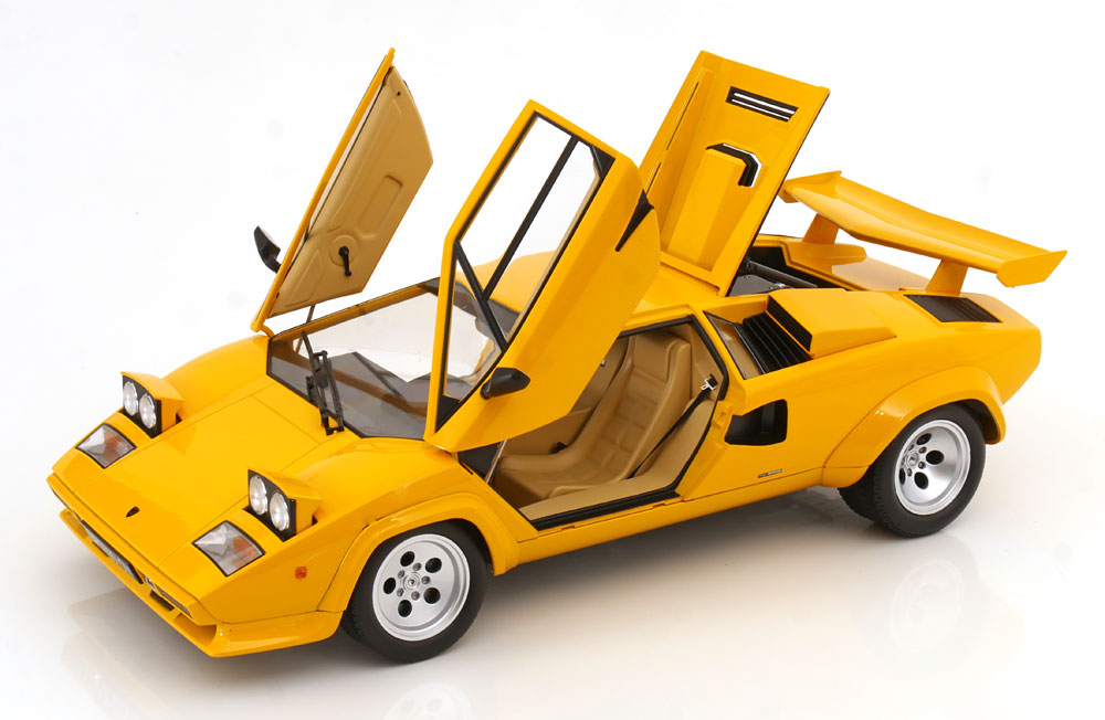 KK Scale 1985 Lamborghini Countach LP 5000S QV Yellow 1:12