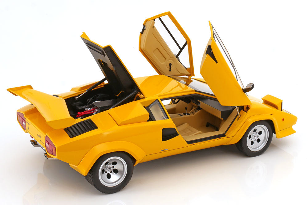 KK Scale 1985 Lamborghini Countach LP 5000S QV Yellow 1:12