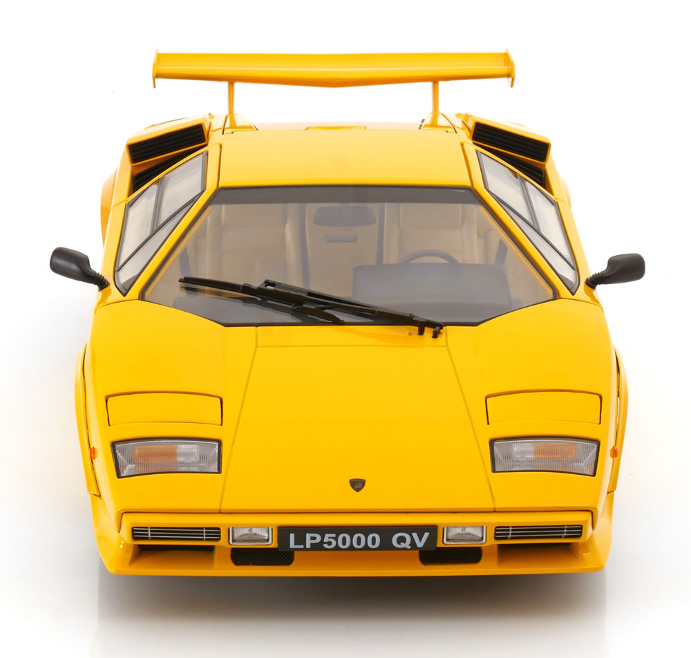 KK Scale 1985 Lamborghini Countach LP 5000S QV Yellow 1:12