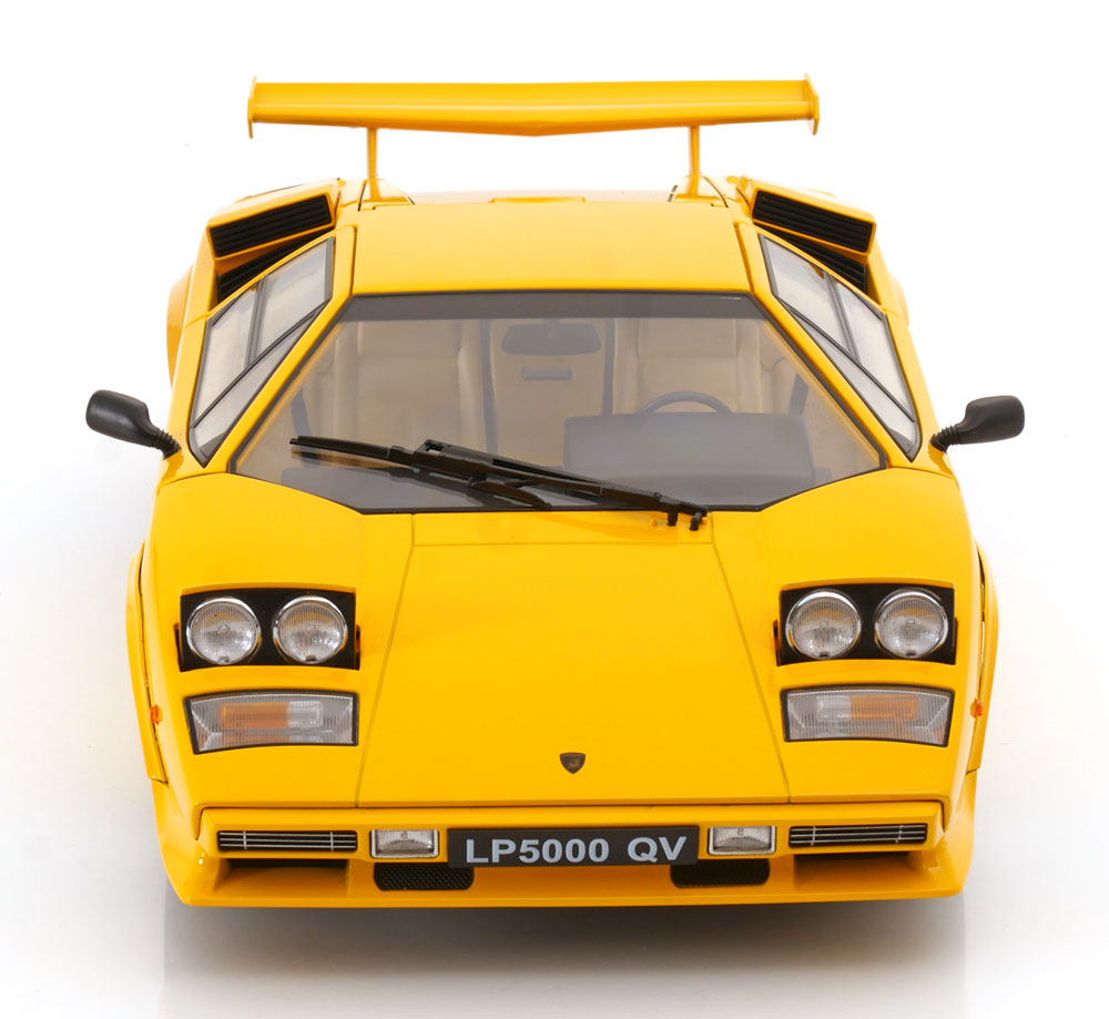 KK Scale 1985 Lamborghini Countach LP 5000S QV Yellow 1:12