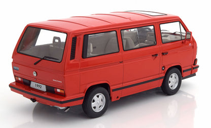 KK Scale 1992 Volkswagen T3 Multivan Minibus (Last Edition) Red 1:18