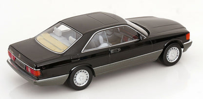 KK Scale 1985 Mercedes-Benz S Class 500SEC (C126) Coupe Black and Grey 1:18