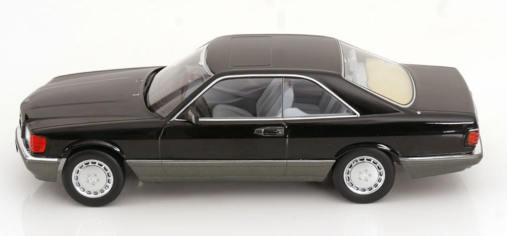 KK Scale 1985 Mercedes-Benz S Class 500SEC (C126) Coupe Black and Grey 1:18