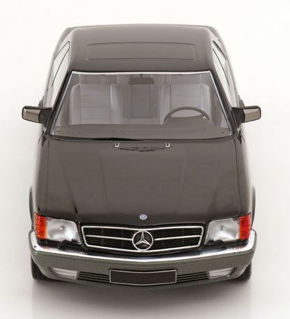 KK Scale 1985 Mercedes-Benz S Class 500SEC (C126) Coupe Black and Grey 1:18